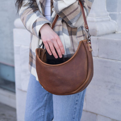 NOLA LEATHER CRESCENT BAG - SMALL