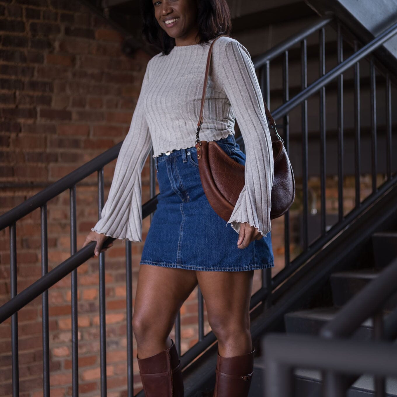 NOLA LEATHER CRESCENT BAG - MEDIUM