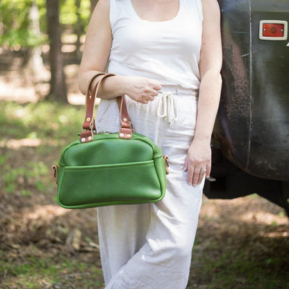 HOFFMAN LEATHER CROSSBODY BAG - GRASS GREEN