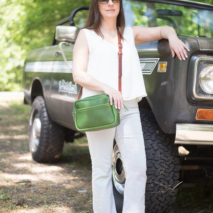 SARAH LEATHER CROSSBODY - GRASS GREEN
