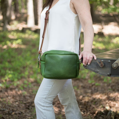 SARAH LEATHER CROSSBODY - GRASS GREEN