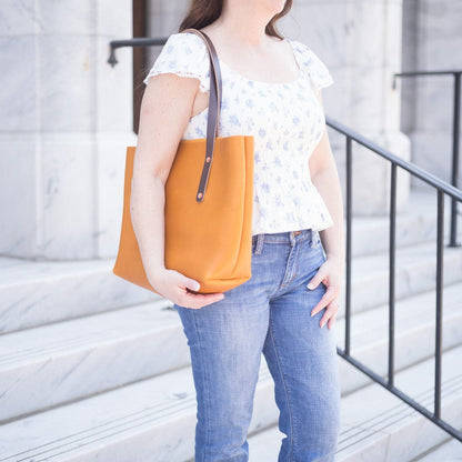 AVERY LEATHER TOTE BAG - MEDIUM - MUSTARD YELLOW