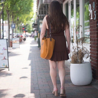 CELESTE LEATHER HOBO BAG - MEDIUM - MUSTARD YELLOW