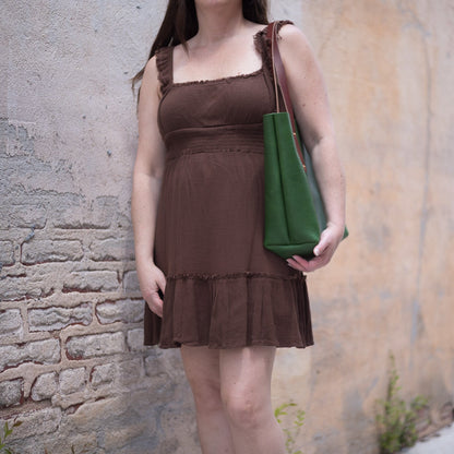 AVERY LEATHER TOTE BAG - MEDIUM  - GRASS GREEN - IN STOCK