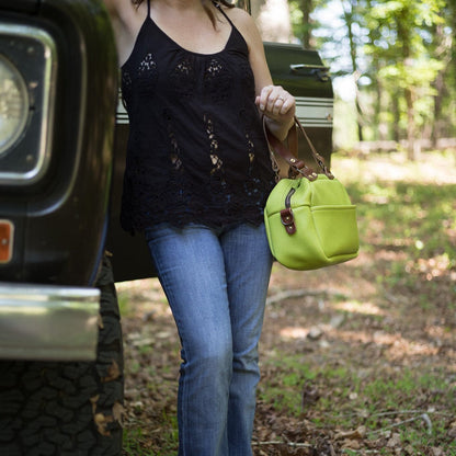 HOFFMAN LEATHER CROSSBODY BAG - LIME GREEN