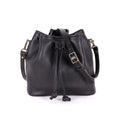 ABBY LEATHER BUCKET BAG - BLACK