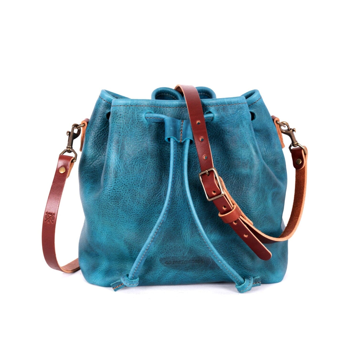 ABBY LEATHER BUCKET BAG - COBALT BISON