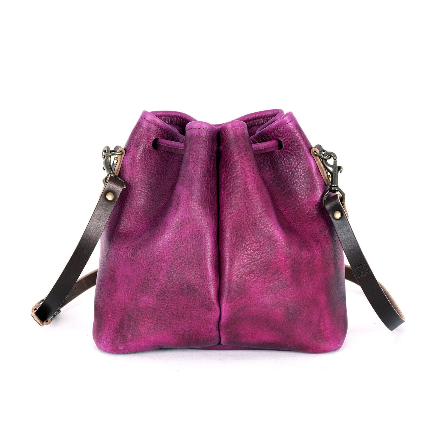 ABBY LEATHER BUCKET BAG - GRAPE BISON