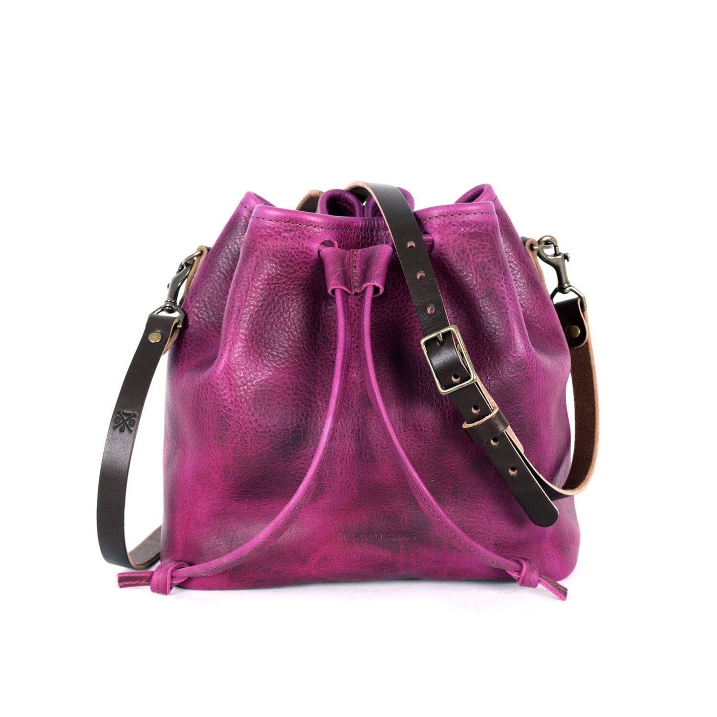 ABBY LEATHER BUCKET BAG - GRAPE BISON