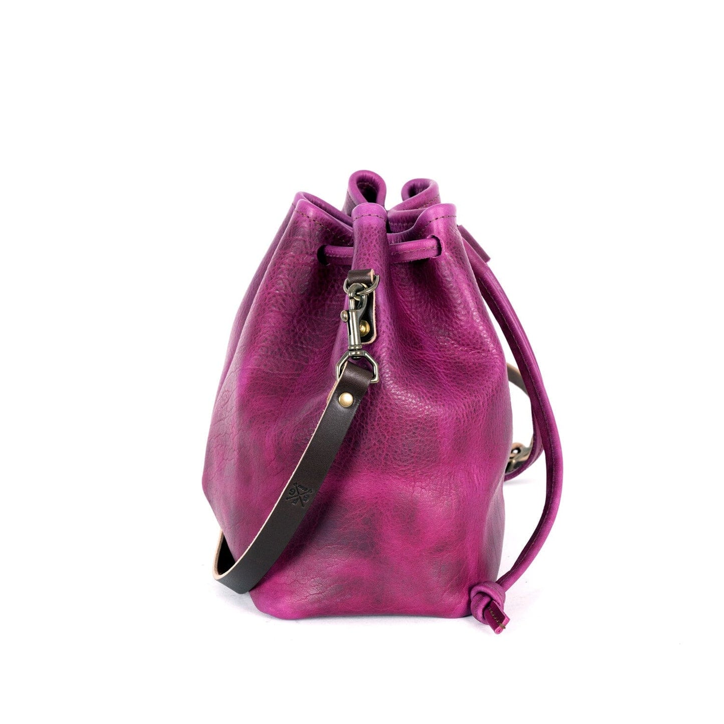ABBY LEATHER BUCKET BAG - GRAPE BISON