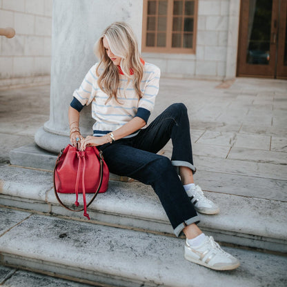 ABBY LEATHER BUCKET BAG - FUCHSIA