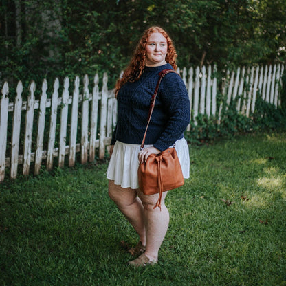 ABBY LEATHER BUCKET BAG - HONEY