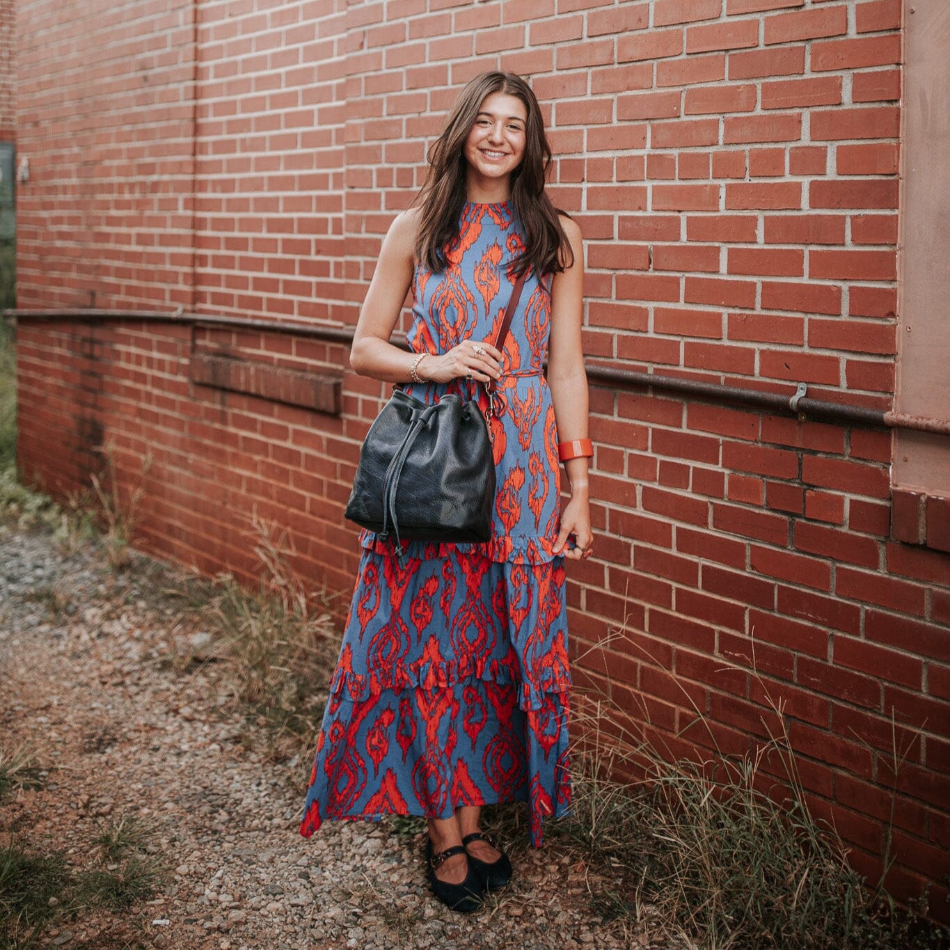 ABBY LEATHER BUCKET BAG - INDIGO BISON