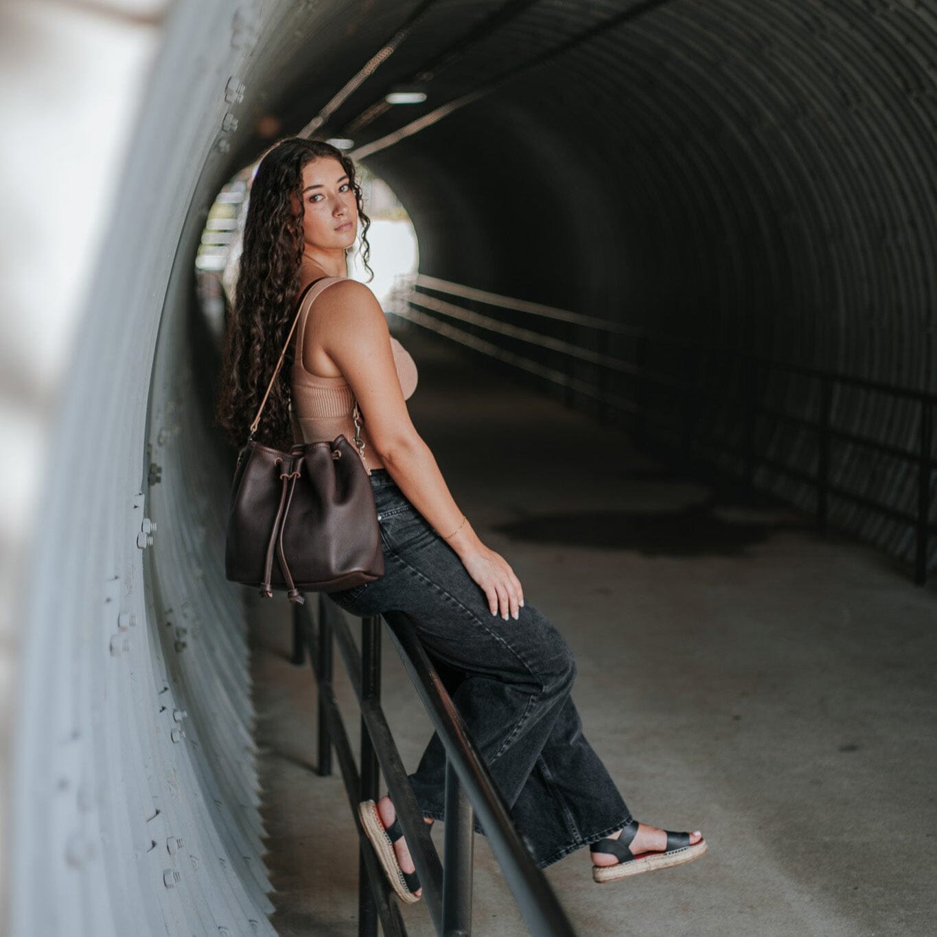 Go Forth Goods Abby Leather Bucket Bag