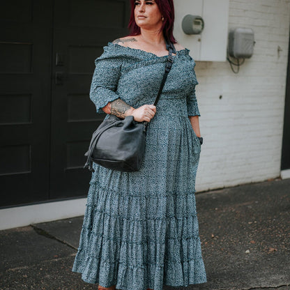 ABBY LEATHER BUCKET BAG - RAVEN - IN STOCK