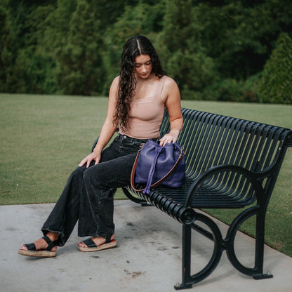 ABBY LEATHER BUCKET BAG - VIOLET