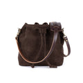 ABBY LEATHER BUCKET BAG - CHOCOLATE SUEDE - IN STOCK