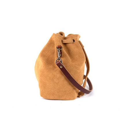 ABBY LEATHER BUCKET BAG - DESERT SUEDE