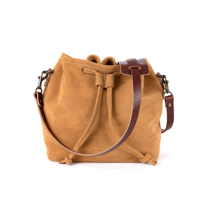 ABBY LEATHER BUCKET BAG - DESERT SUEDE