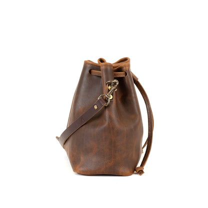 ABBY LEATHER BUCKET BAG - HICKORY BISON - IN STOCK
