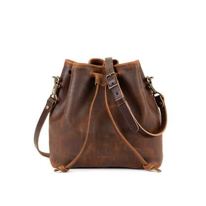 ABBY LEATHER BUCKET BAG - HICKORY BISON - IN STOCK