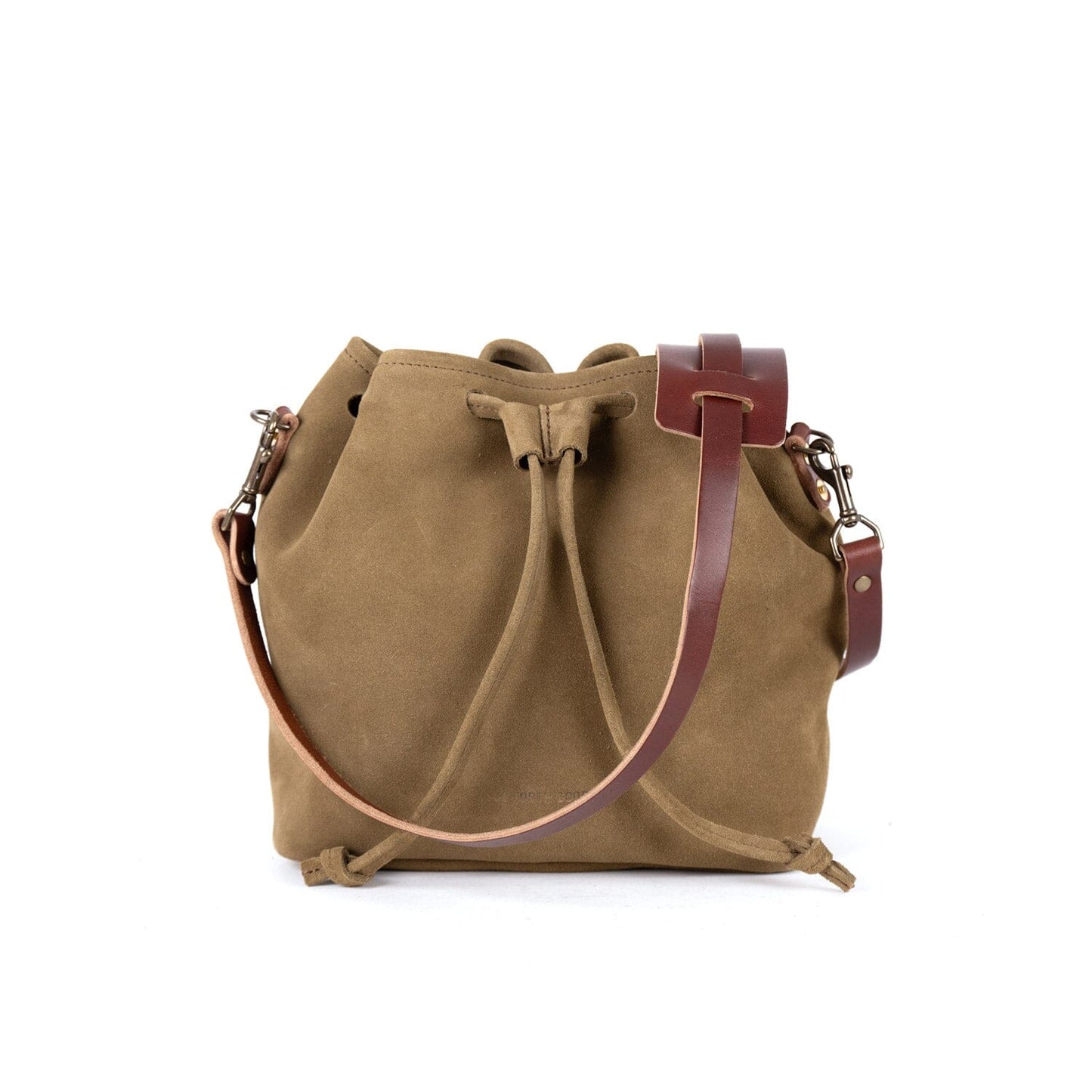 ABBY LEATHER BUCKET BAG - PISTACHIO SUEDE