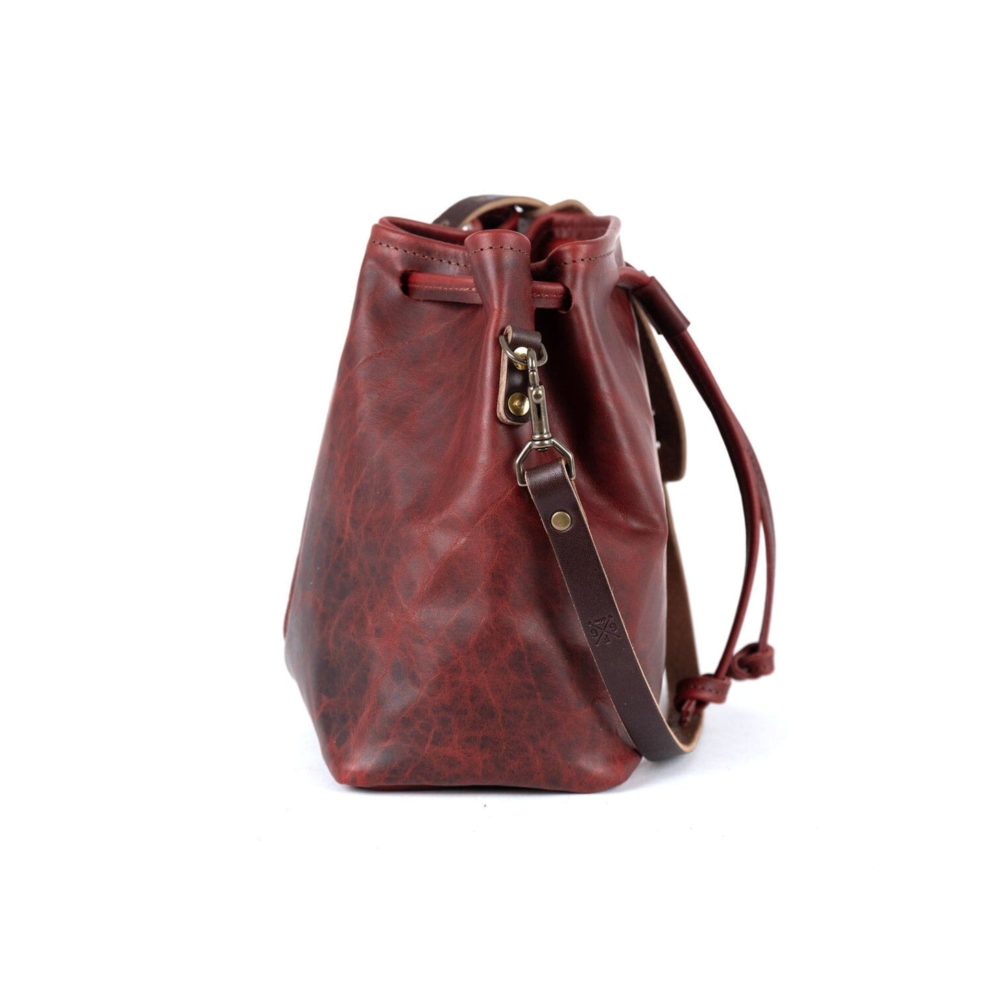 ABBY LEATHER BUCKET BAG - WINE BISON - IN STOCK