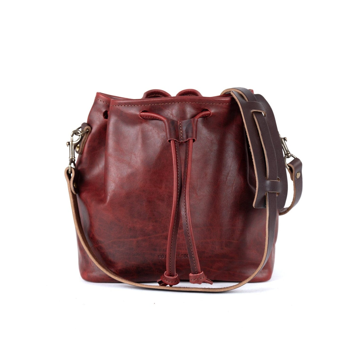 ABBY LEATHER BUCKET BAG - WINE BISON - IN STOCK