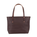 AVERY LEATHER TOTE BAG - LARGE - MOCHA WITH ZIPPER - IN STOCK