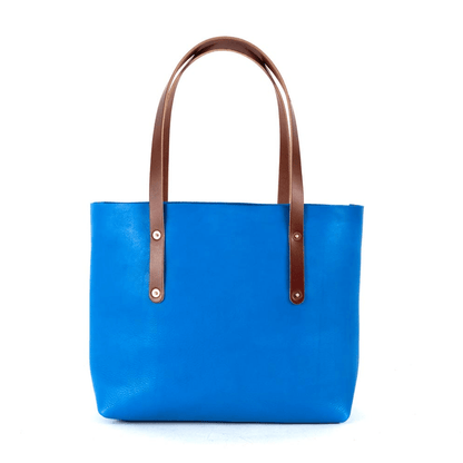 AVERY LEATHER TOTE BAG - MEDIUM - OCEAN BLUE