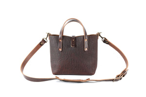 AVERY LEATHER TOTE BAG - MINI CROSSBODY - CHERRY BISON