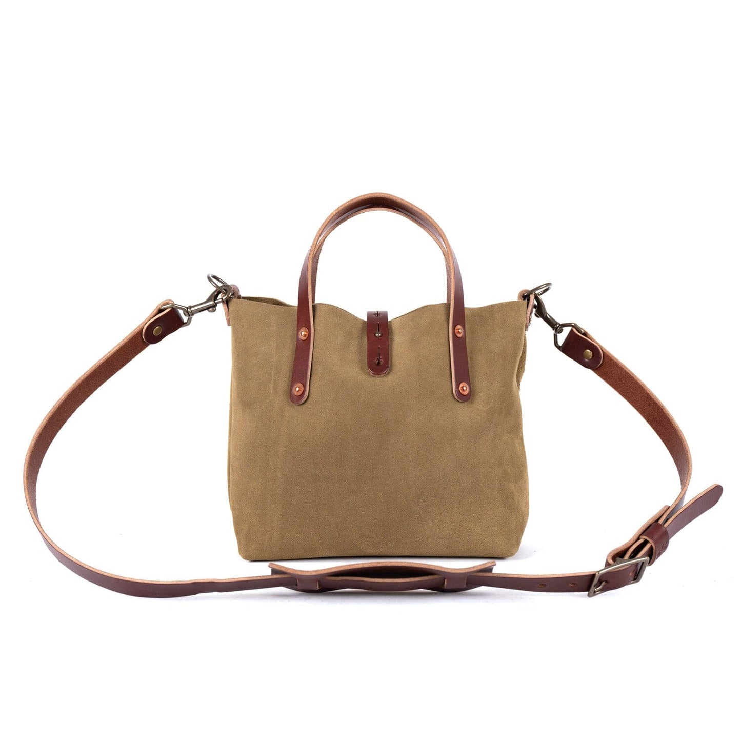 AVERY LEATHER TOTE BAG - MINI CROSSBODY - PISTACHIO SUEDE - IN STOCK