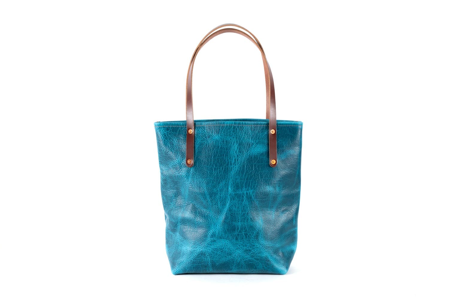 AVERY LEATHER TOTE BAG - SLIM LARGE - COBALT BISON (RTS)