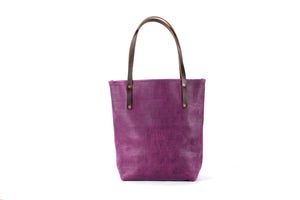 AVERY LEATHER TOTE BAG - SLIM LARGE - GRAPE BISON (RTS)