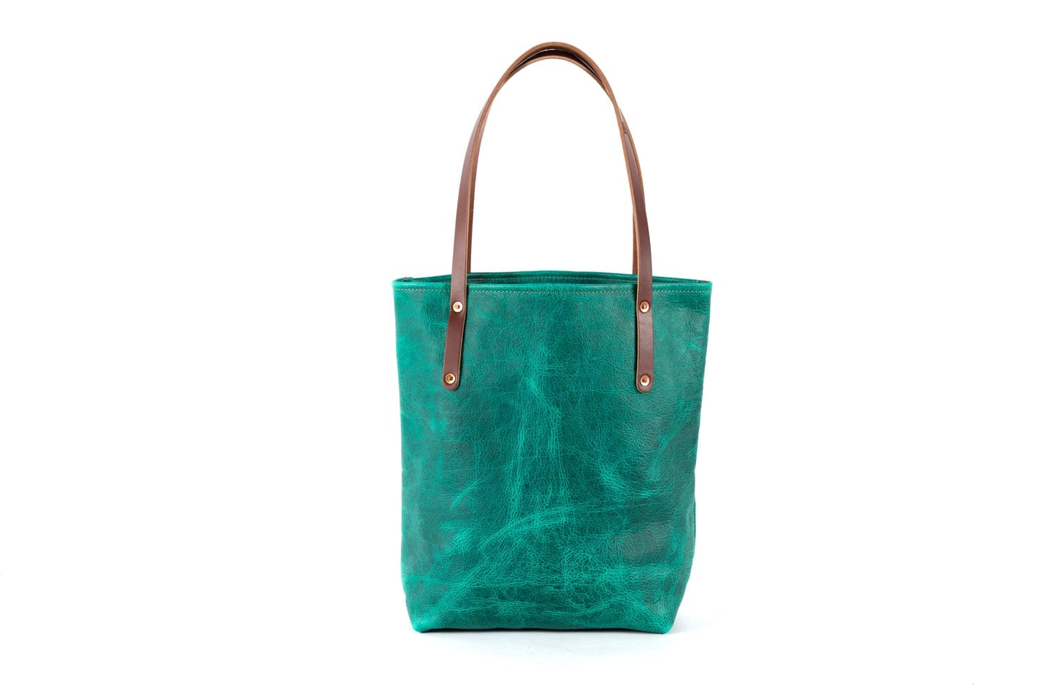 AVERY LEATHER TOTE BAG - SLIM LARGE - PINE GREEN BISON