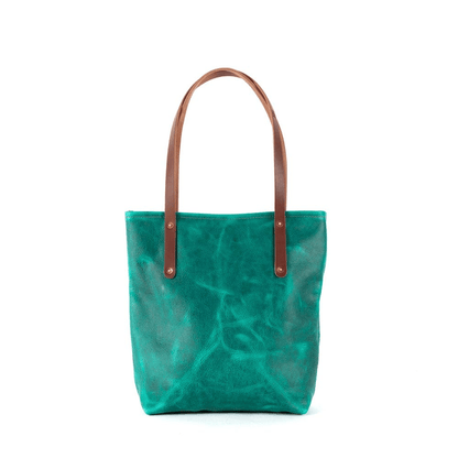 AVERY LEATHER TOTE BAG - SLIM MEDIUM - PINE GREEN BISON