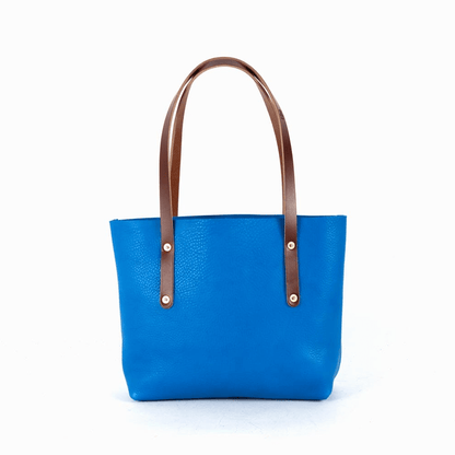AVERY LEATHER TOTE BAG - SMALL - OCEAN BLUE