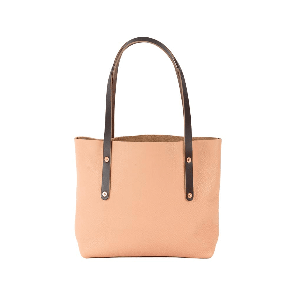 AVERY LEATHER TOTE BAG - SMALL - PEACH FUZZ