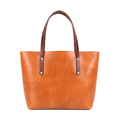AVERY LEATHER TOTE BAG - LARGE - CARAMEL