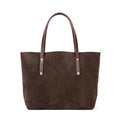 AVERY LEATHER TOTE BAG - LARGE - CHOCOLATE SUEDE