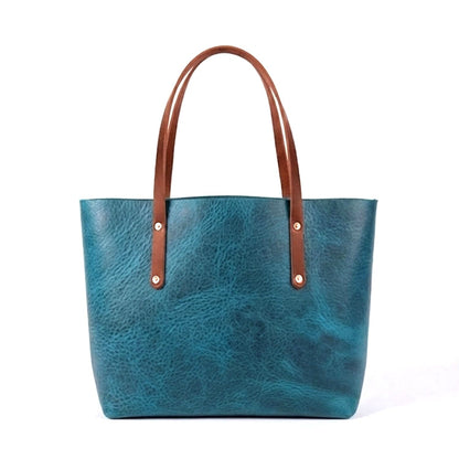 AVERY LEATHER TOTE BAG - LARGE - COBALT BISON