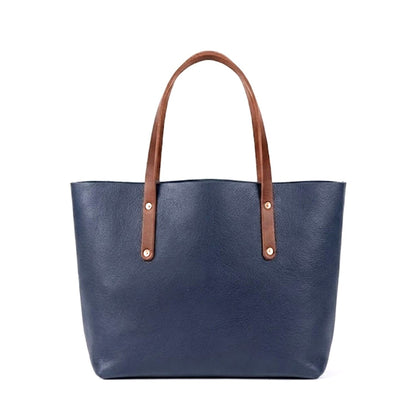 AVERY LEATHER TOTE BAG - LARGE - NAVY