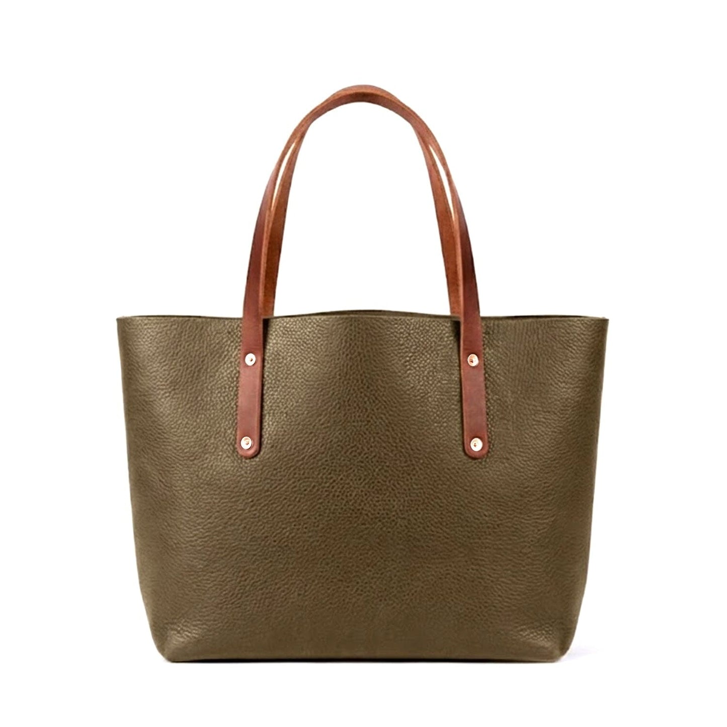 AVERY LEATHER TOTE BAG - LARGE - OLIVE