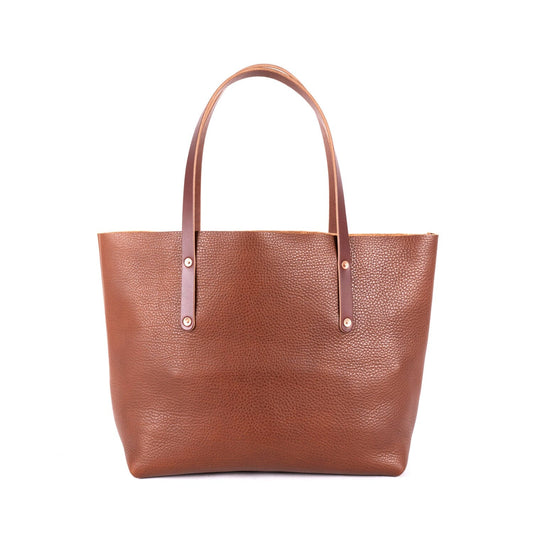 AVERY LEATHER TOTE BAG - LARGE - SADDLE