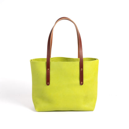 AVERY LEATHER TOTE BAG - MEDIUM - LIME GREEN