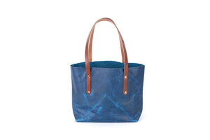 AVERY LEATHER TOTE BAG - SMALL - COBALT BISON