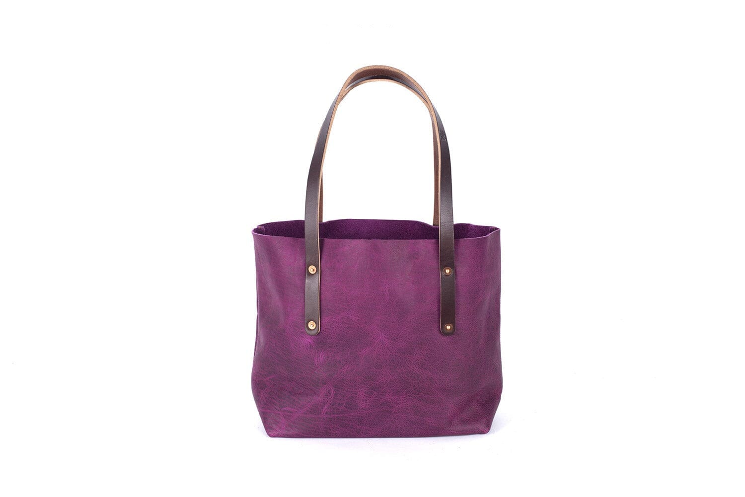 AVERY LEATHER TOTE BAG - SMALL - GRAPE BISON