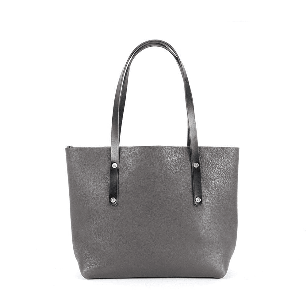 AVERY LEATHER TOTE BAG - MEDIUM - LEAD GRAY