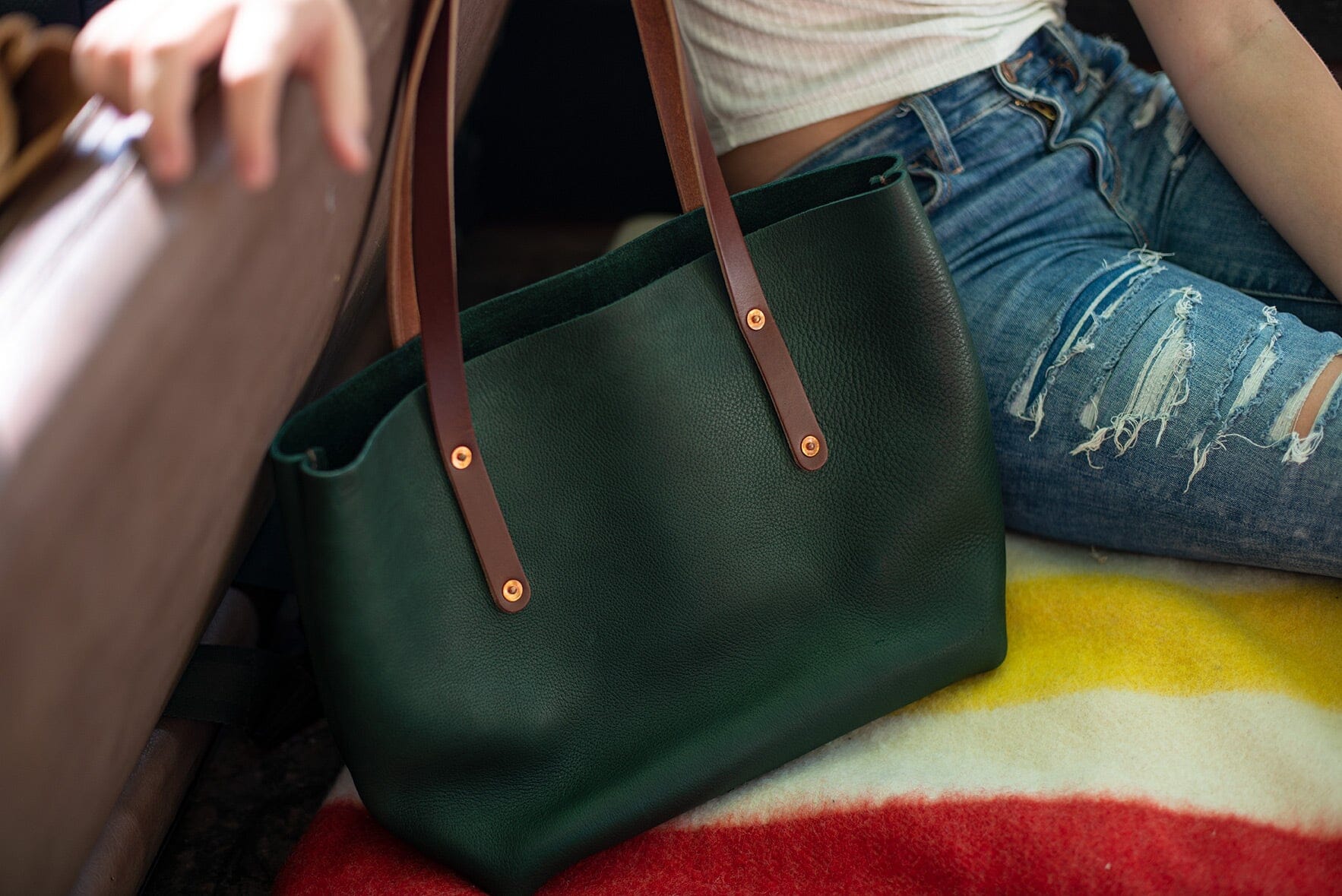 Leather Bucket Bag - Large - Forest Green - Go Forth Goods ®
