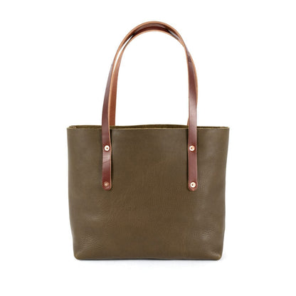 AVERY LEATHER TOTE BAG - SMALL - OLIVE